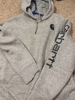Carhartt Heather Gray Pullover Hoodie with Sleeve Logo